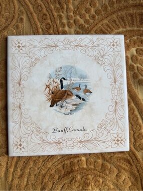 Vintage Banff Canada Goose Brown Cream Ceramic Tile Decor Home